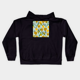 Midcentury dandelions weeds flowers Garden Pattern Kids Hoodie